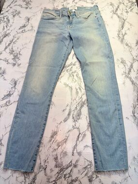 Frame Denim Light Blue Skinny Raw Hem Cropped Jeans Size 27 Like New
